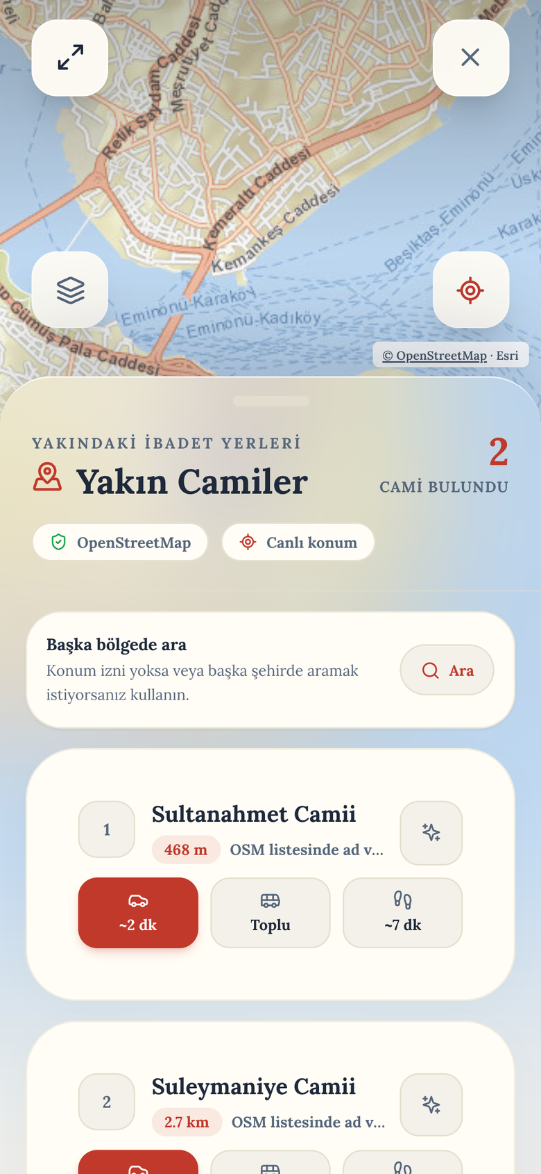 Ezan Plus — Yakındaki Camiler ve Harita
